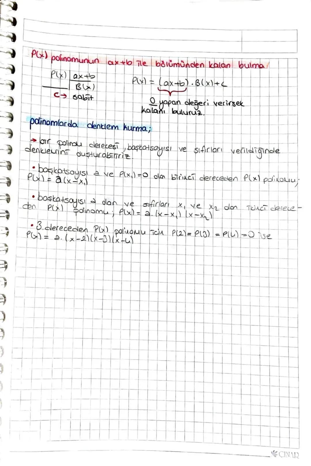 Polin
mar
* x Verin üstlerindeki sayılar doğal sayı
xx'in en
duak zorundadır
büyük kuvvefine polinomun derecesidir. (der [f(x))
* derecesi e