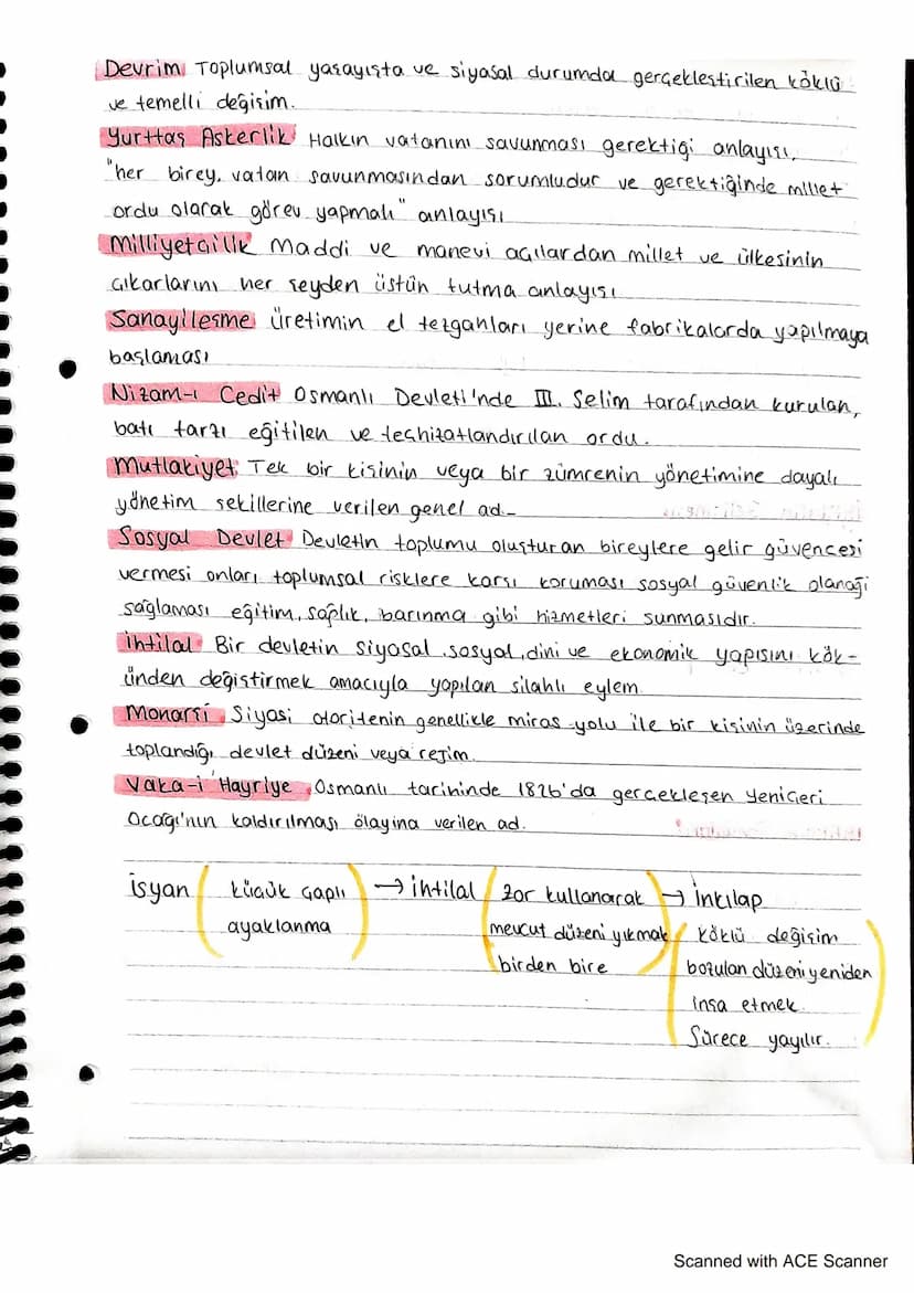 Devrim Toplumsal yarayışta ve siyasal durumda gerçekleştirilen köklü
ve temelli değirim.
Yurttas Askerlik Halkın vatanını savunması gerektiğ