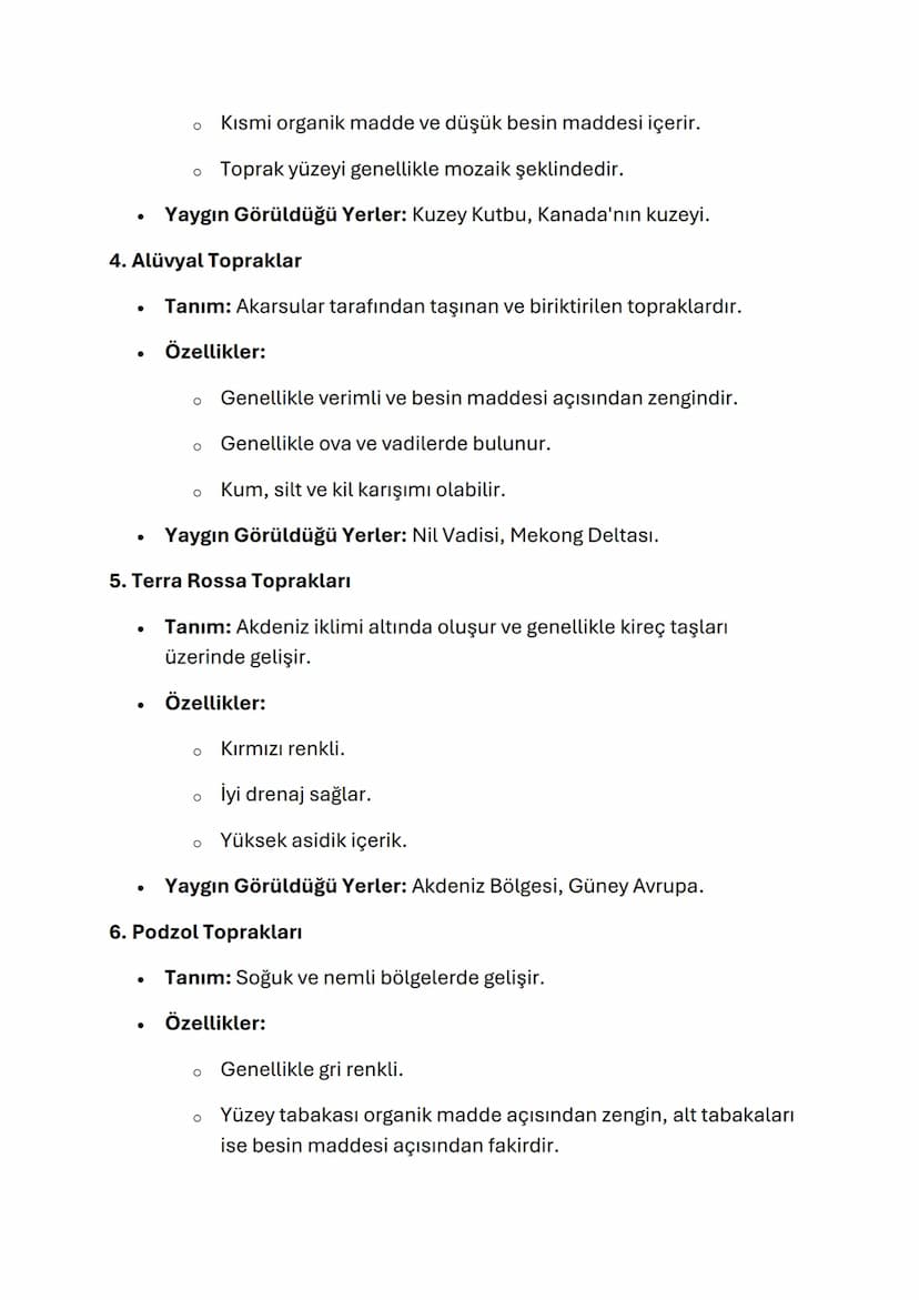 YERYÜZÜNDEKİ TOPRAK ÇEŞİTLİLİĞİ
Toprak, gezegenimizdeki en önemli doğal kaynaklardan biridir ve farklı iklim
koşulları, bitki örtüleri ve je