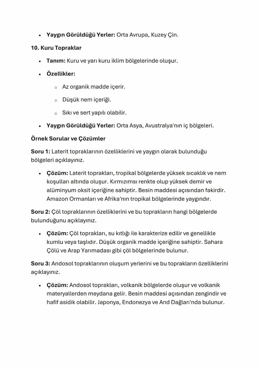 YERYÜZÜNDEKİ TOPRAK ÇEŞİTLİLİĞİ
Toprak, gezegenimizdeki en önemli doğal kaynaklardan biridir ve farklı iklim
koşulları, bitki örtüleri ve je