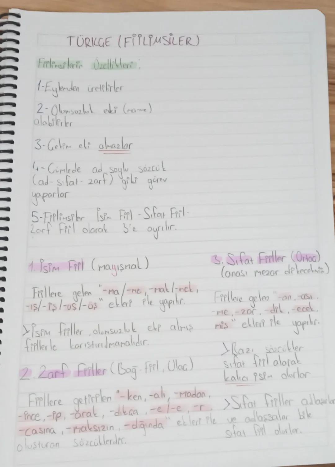 TÜRKGE (FIILIMSILER)
Filiileric Ozellikler
1-Eylemden üretilirler
2- Olumsuzluk eki (name)
alabilirler
3-Gelem eli almazlar
4- Cümlede ad so