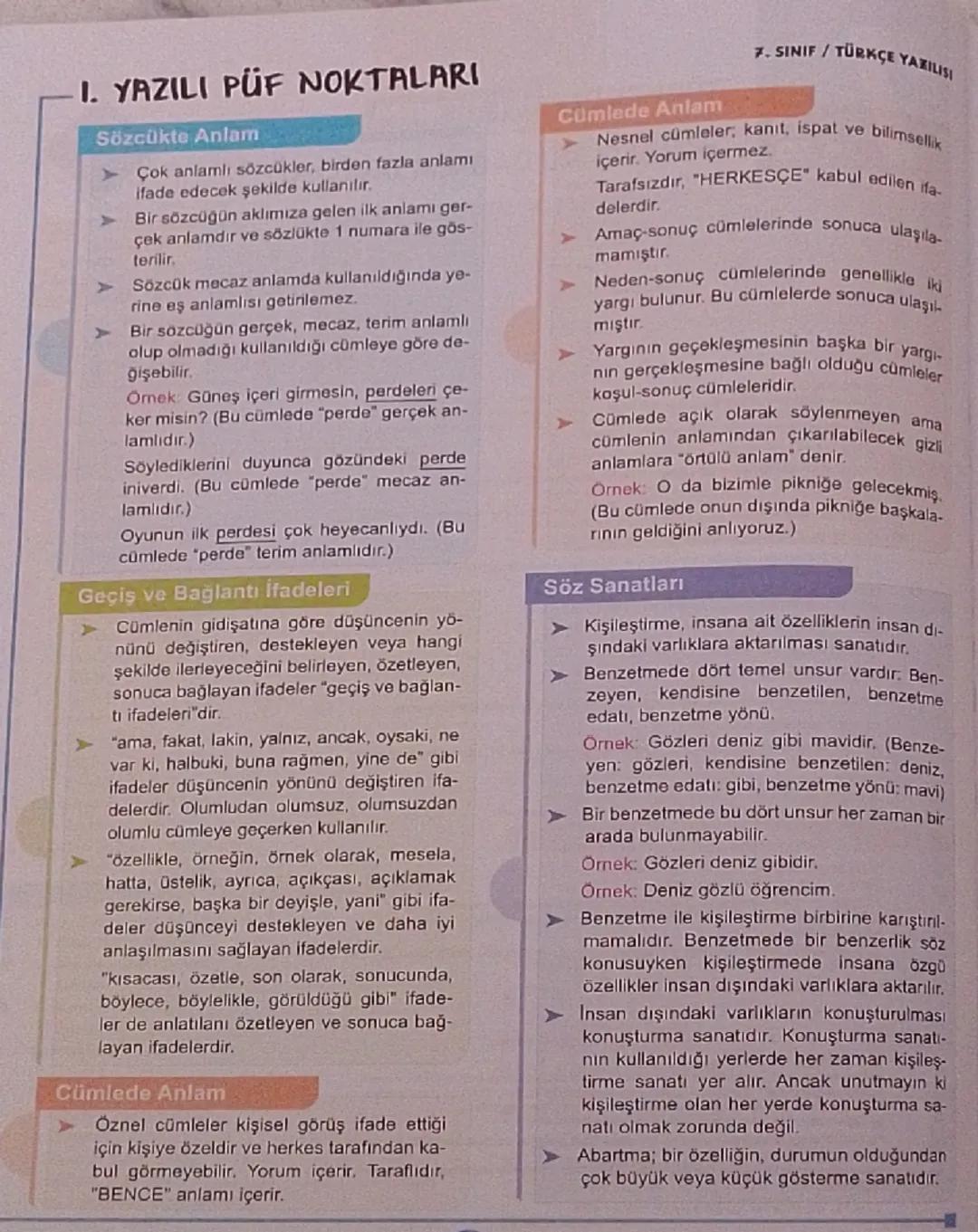 I. YAZILI PÜF NOKTALARI
Noktalama İşaretleri
➤ Onlem ve soru işaretinden sonra üç nokta
yerine iki nokta konulması yeterlidir.
Arasında, ve,