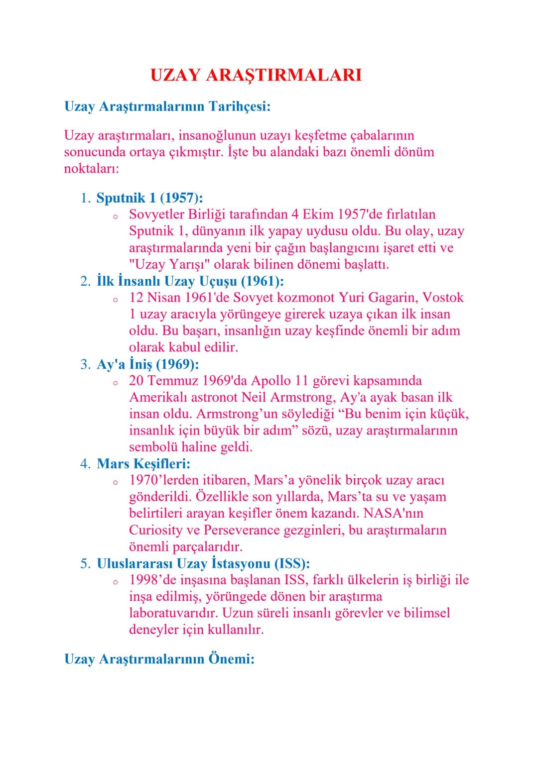 uzay araştırmaları
