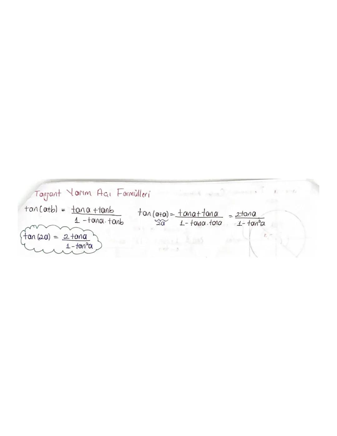 #Yarim Aai Formülleri #
1- Sinus Yarim Aal Formülleri
sin(a+b)=sina.casb + sinb. casa
Sin(2b)=sin(b+b) = sinb· cosb+sinb cosb = 2sinb-cosb
2