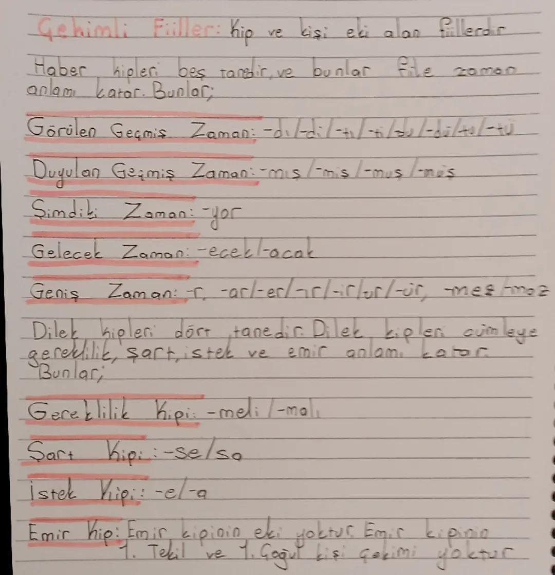 Gehimli Fiiller: Kip ve kişi eki alan fillerdir

Haber hipleri beş taredir, ve bunlar fite e zaman
anlamı katar. Bunlar;

Görülen Geçmiş Zam