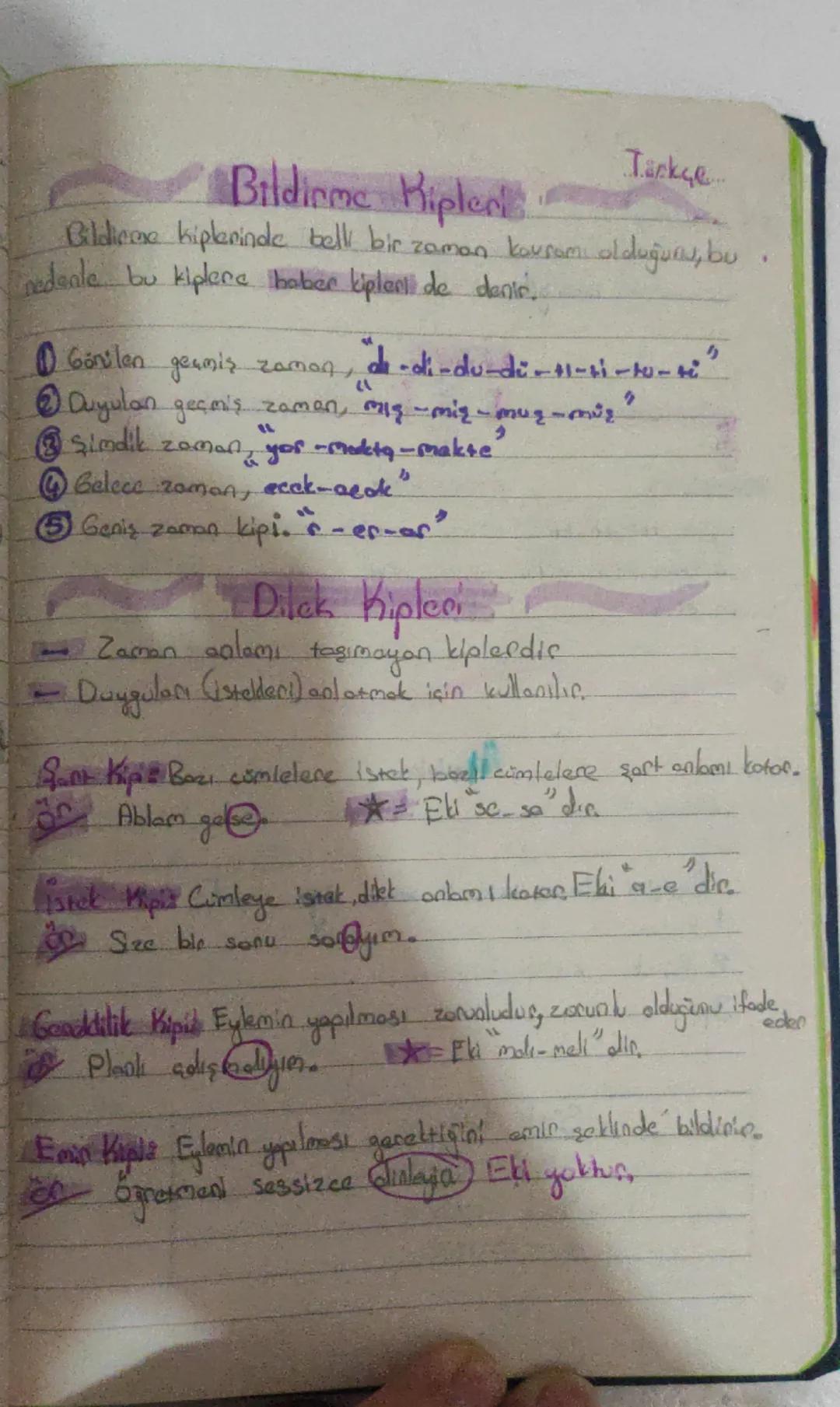 --- OCR Start ---
Bildirme Kipleri
Türkçe
Bildirme kiplerinde belli bir zaman kavramı olduğunu, bu.
nedenle bu kiplere haber kipleri de deni