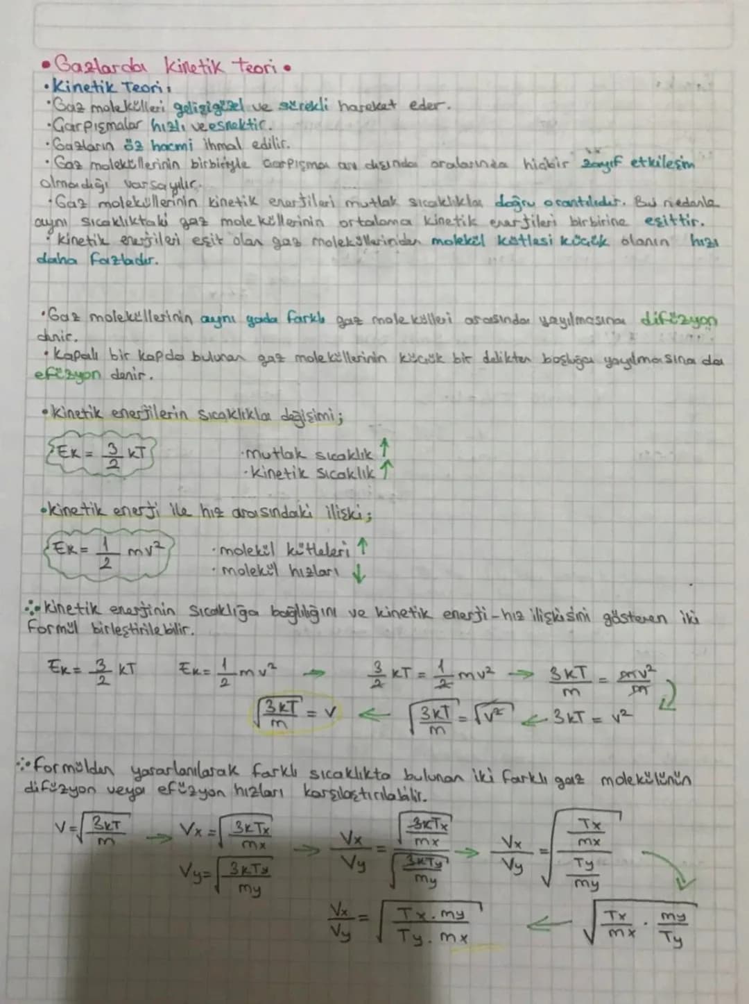 GAZLAR
• Gazların özellikleri ve gaz yasaları
•
Szellikleri
Gaz tanecikleri hem bir biriyle hem de bulundukları kabin ceperine çarparak
uygu