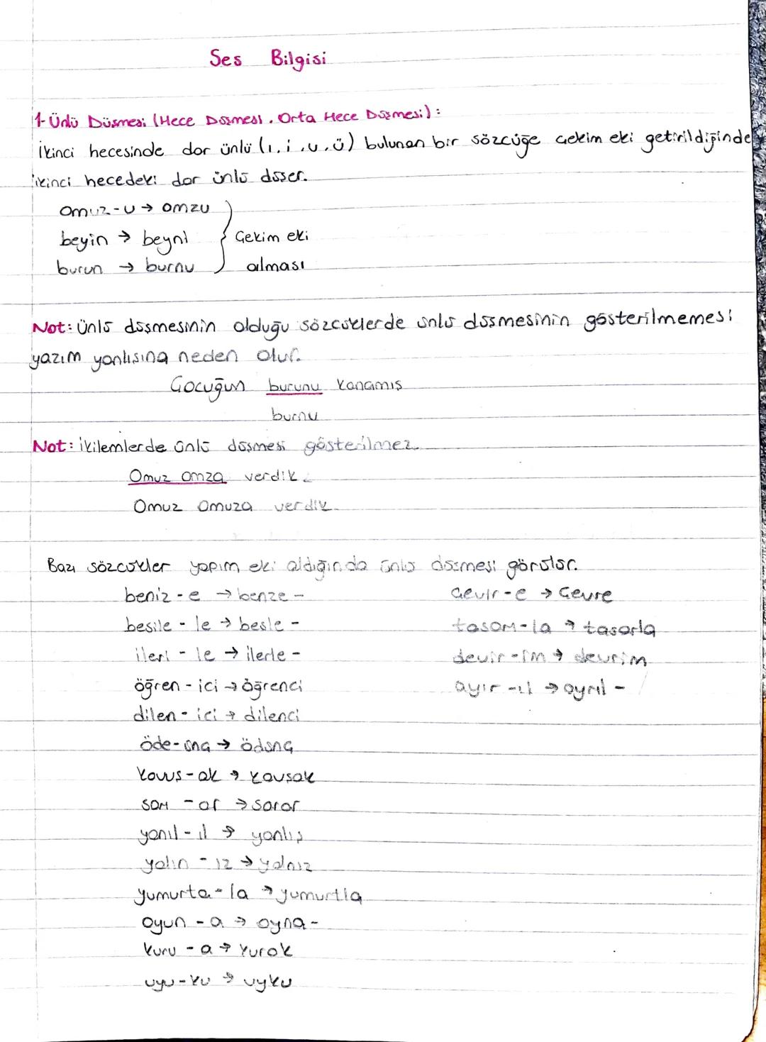 Ses Bilgisi
1- Ünlü Düşmesi (Hece Dissmess. Orta Hece Dusmesi):
İkinci hecesinde dor ünlü (1. ;,u,ü) bulunan bir.
Sözcüğe
Gekim eki getirild