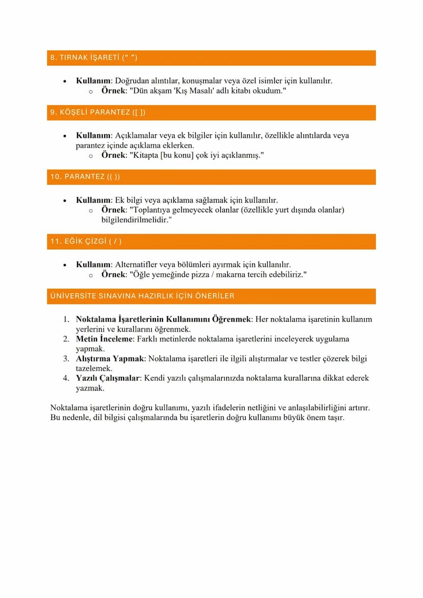 NOKTALAMA İŞARETLERİ
Noktalama işaretleri, yazılı metinlerde anlamı belirginleştirmek, cümleleri ve paragrafları
düzenlemek için kullanılır.