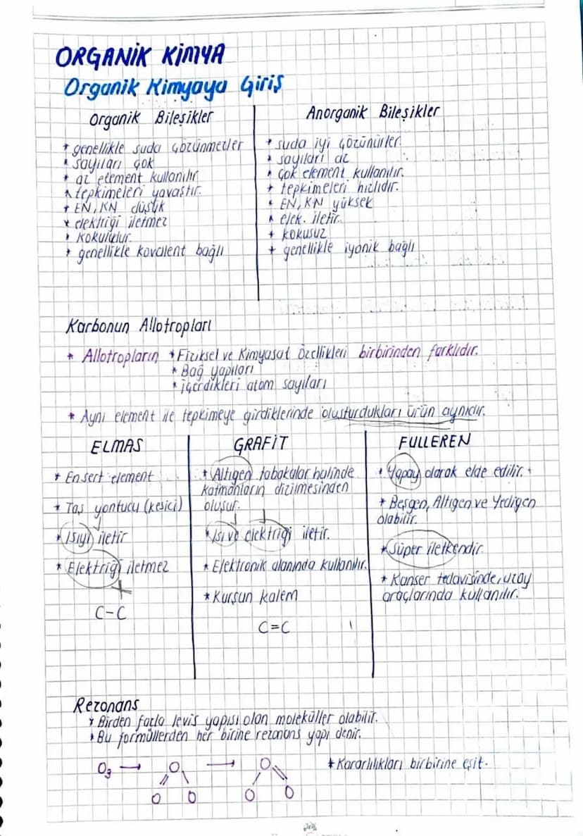 ORGANİK KİMYA
Organik Kimyaya Giriş
R
Organik Bilesikler
genellikle suda Gözünmetler
Sayıları çok
+at element kullanılır
A tepkimeleri yavas