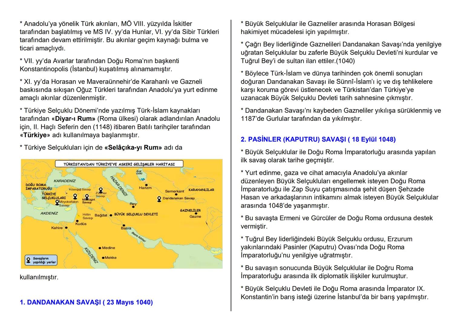 TARİH DERS NOTLARI

1.ÜNİTE: TÜRKİSTAN'DAN TÜRKİYE'YE (1040-
1299)

Türklerin İslamiyet'i Kabulü Ve İlk Türk-İslam Devletleri

TÜRKLERİN İSL