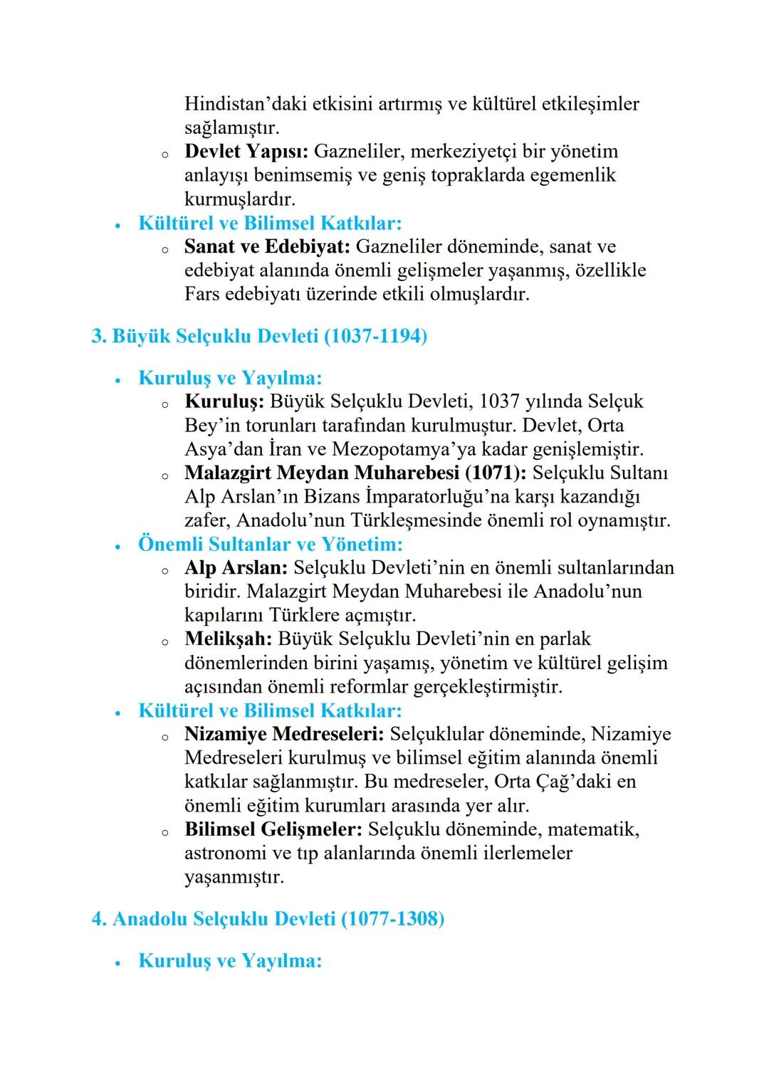 # İLK MÜSLÜMAN TÜRK DEVLETLERİ

1. Karahanlılar (840-1212)

*   Kuruluş ve Yayılma:
    *   Kuruluş: Karahanlılar, 840 yılında, Orta Asya'da