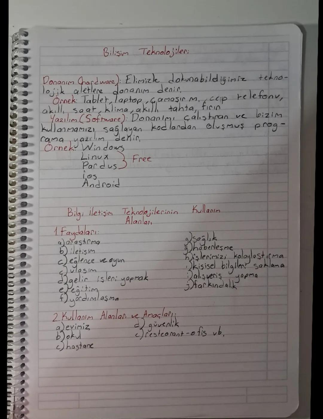 6. Sınıf Bilişim Teknolojileri Ders Notları