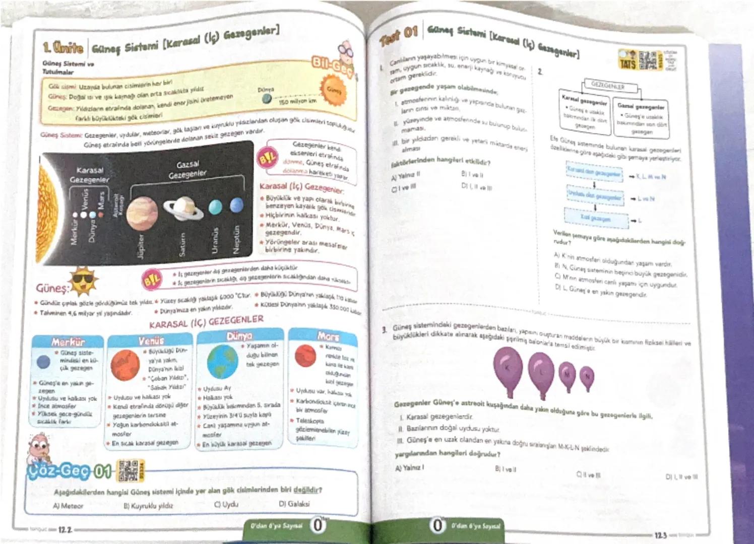 1. Ünite Güneş Sistemi (Karasal (İç) Gezegenler]
Güneş Sistemi ve
Tutulmalar
Gök cismi: Uzayda bulunan cisimlerin her biri
Güneş: Doğal ışık
