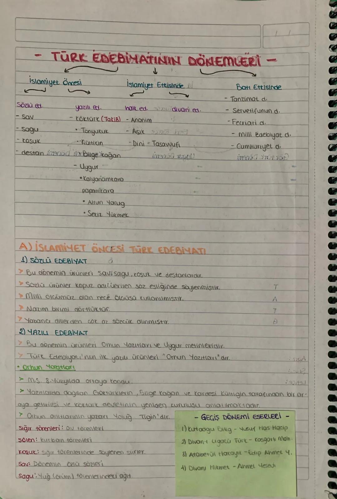 -
TÜRK EDEBİYATININ DÖNEMLERİ
islamiyet öncesi
↓
İslamiyet Etkisinde l
Sözlü ed.
-Sav
sagu
- kosuk
yazılı ed
halk ed.
divan ed.
- köktürk (T