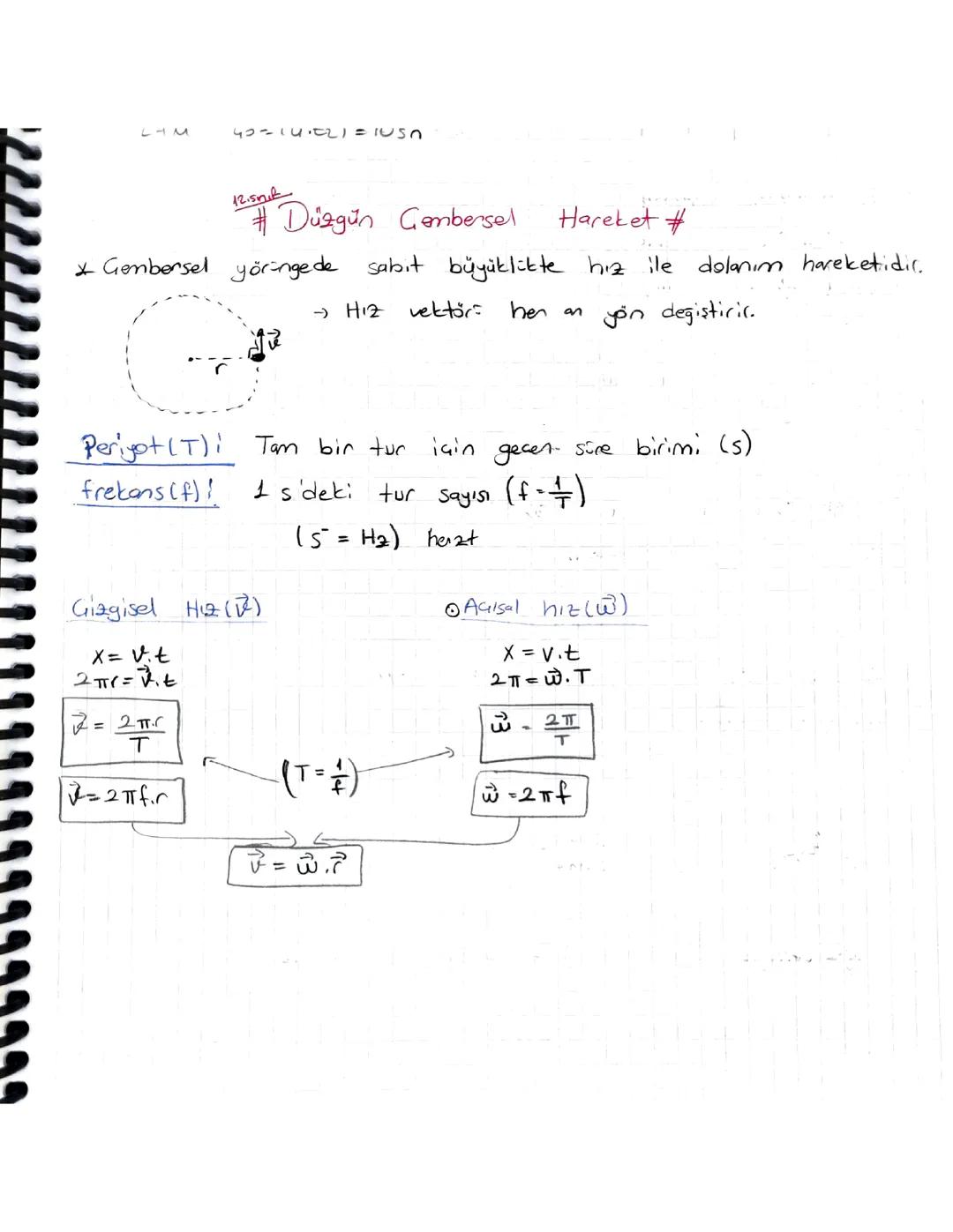 12. Sınıf Fizik Düzgün Çembersel Hareket Ders Notları ve PDF