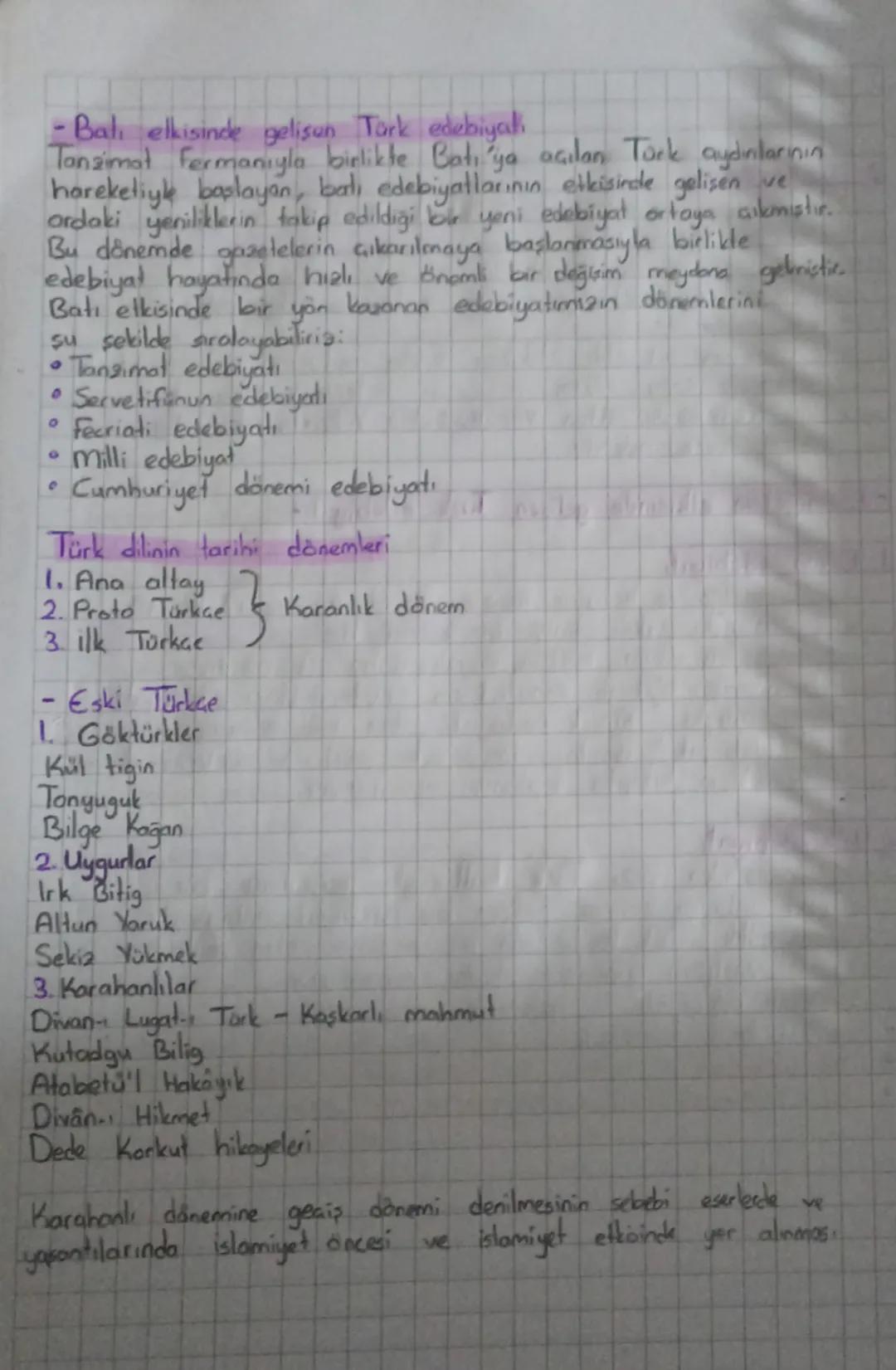 Edebiyat
Türk edebiyatının dönemleri
• islamiyet öncesi türk edebiyatı
H Sash edebiyat
2-) Yazılı edebiyat
Göktürk yazıtlan
Uygur metinleri
