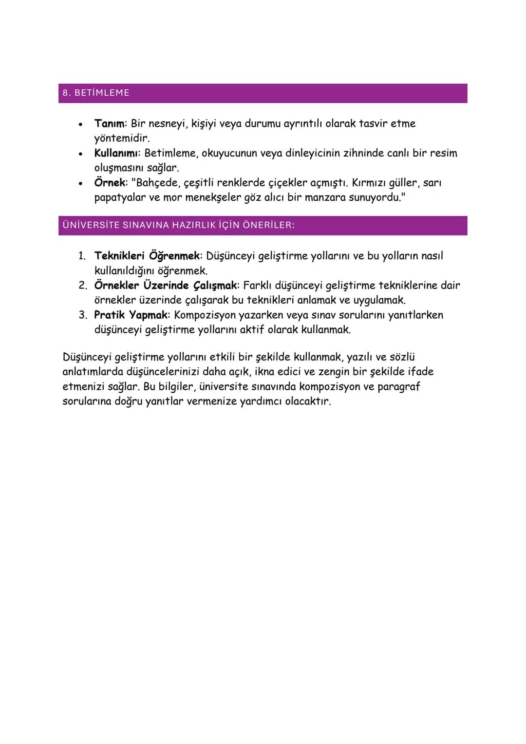 DÜŞÜNCEYİ GELİŞTİRME
YOLLARI
Düşünceyi geliştirme yolları, yazılı veya sözlü anlatımlarda bir fikri daha net,
anlaşılır ve etkileyici hale g