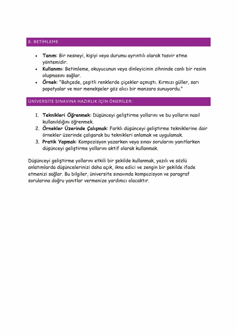 DÜŞÜNCEYİ GELİŞTİRME
YOLLARI
Düşünceyi geliştirme yolları, yazılı veya sözlü anlatımlarda bir fikri daha net,
anlaşılır ve etkileyici hale g