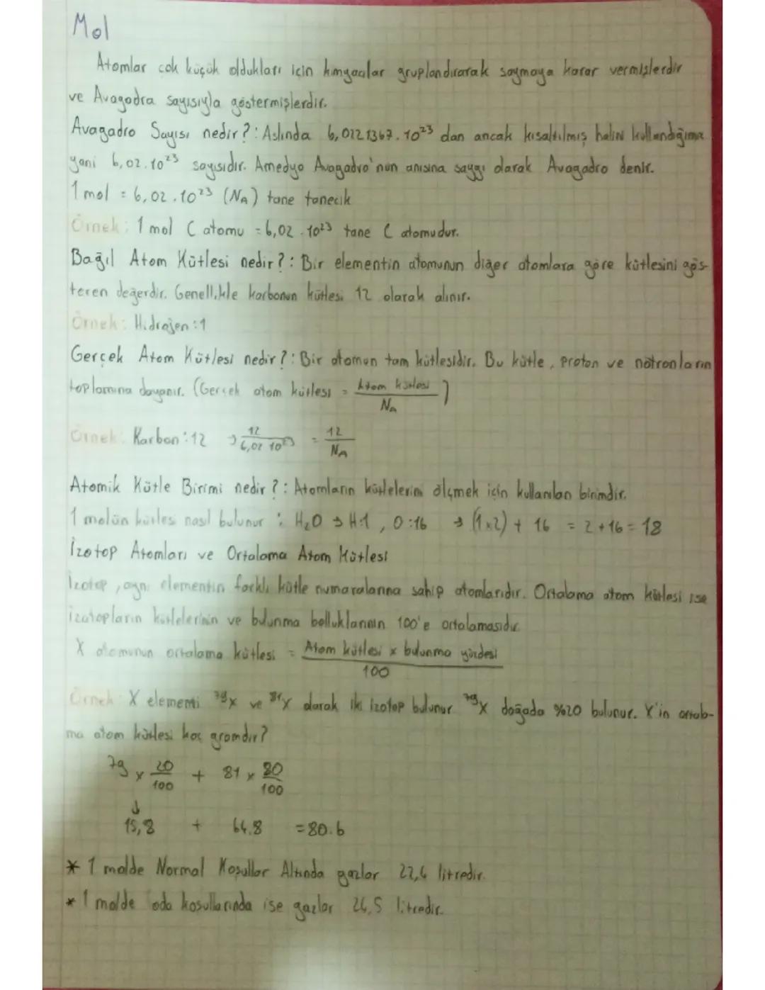 10. Sınıf Kimya mol 