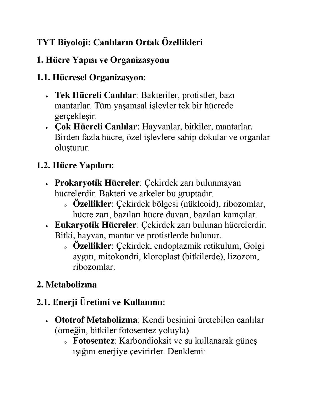 Canlıların ortak özellikleri