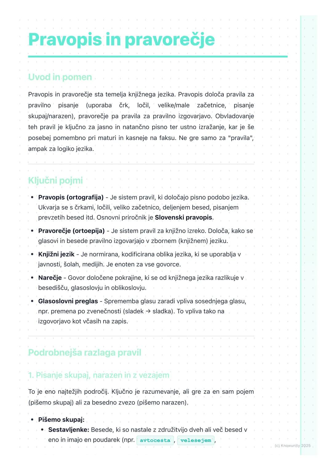 # Pravopis in pravorečje

Uvod in pomen

Pravopis in pravorečje sta temelja knjižnega jezika. Pravopis določa pravila za
pravilno pisanje (u