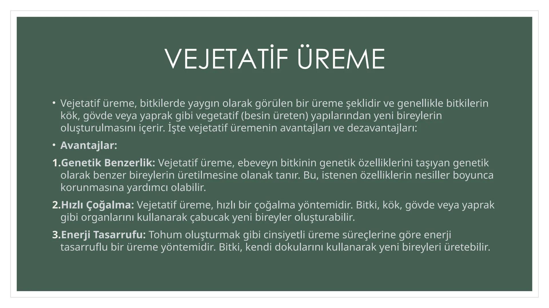 EŞEYSİZ ÜREME
YÖNTEMLERİNİN
CANLILAR
AÇISINDAN
AVANTAJ VE
DEZAVANTAJLARI EŞEYSİZ ÜREME ÇEŞİTLERİ
YUMRU GÖVDE
İLE ÜREME
VEJETATİF
ÜREME
SÜRÜN