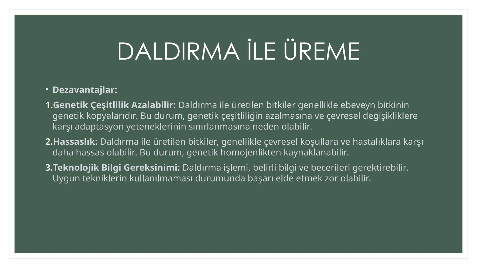 EŞEYSİZ ÜREME
YÖNTEMLERİNİN
CANLILAR
AÇISINDAN
AVANTAJ VE
DEZAVANTAJLARI EŞEYSİZ ÜREME ÇEŞİTLERİ
YUMRU GÖVDE
İLE ÜREME
VEJETATİF
ÜREME
SÜRÜN