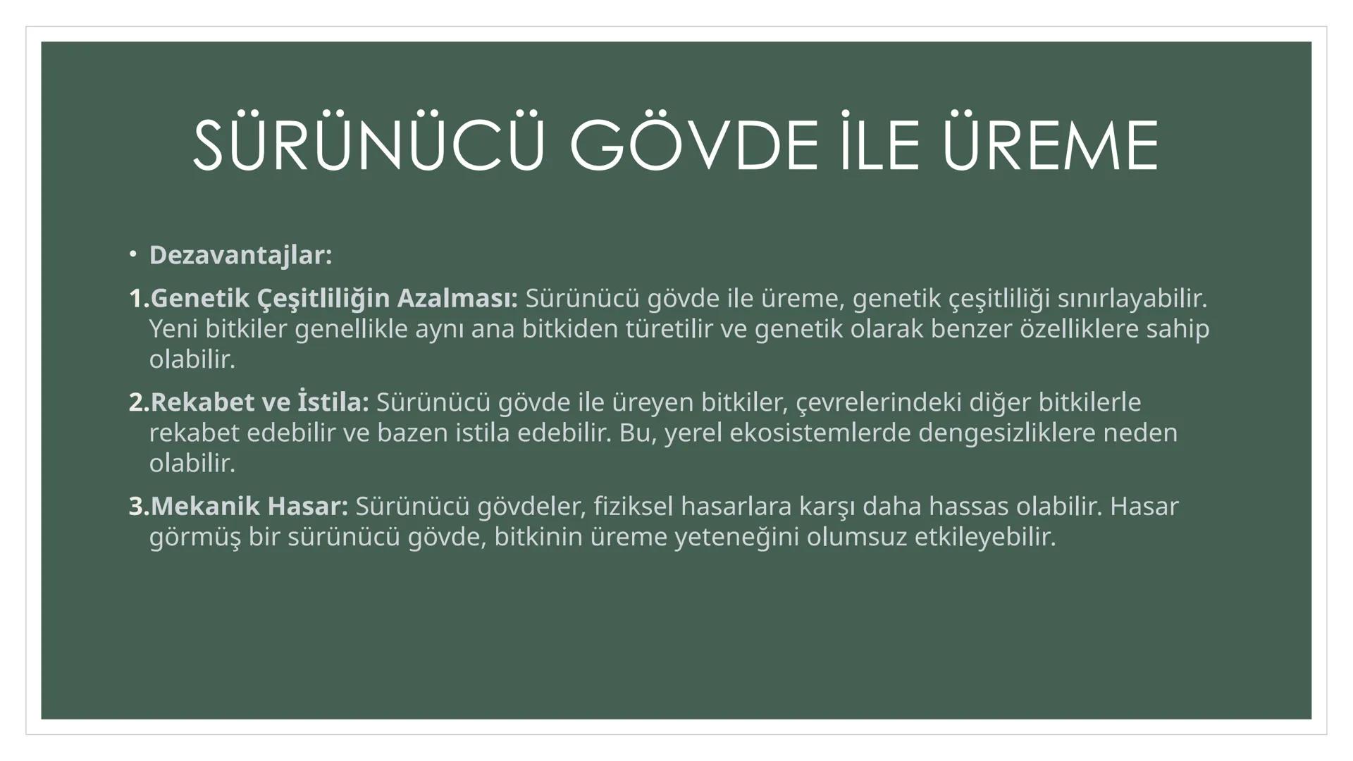 EŞEYSİZ ÜREME
YÖNTEMLERİNİN
CANLILAR
AÇISINDAN
AVANTAJ VE
DEZAVANTAJLARI EŞEYSİZ ÜREME ÇEŞİTLERİ
YUMRU GÖVDE
İLE ÜREME
VEJETATİF
ÜREME
SÜRÜN