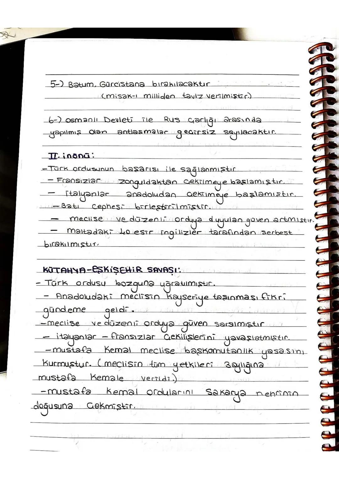 # I inönü Savaşı:
-Yunanlılara karşı büyük başarı sağlandı.
Nunanlıların Amacı:
-Demiryalarını ele geçirmek
- Ankaradaki meclisin dağıtmak
-