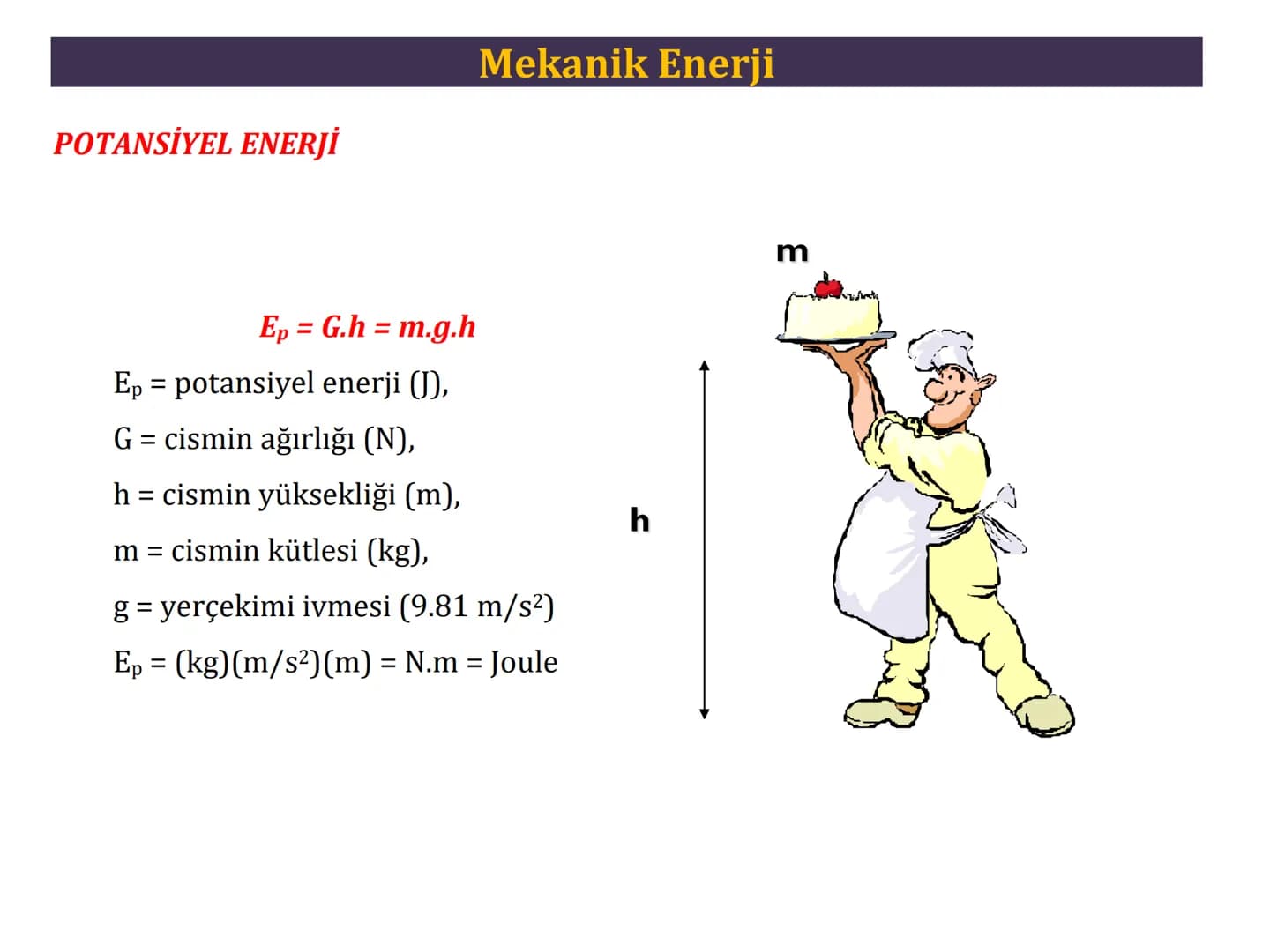 6. Mekanik Enerji Mekanik Enerji
MEKANİK ENERJİ
Mekanik enerji cismin hareketli olup olmaması durumuna göre iki kısımda
incelenir;
• Potansi