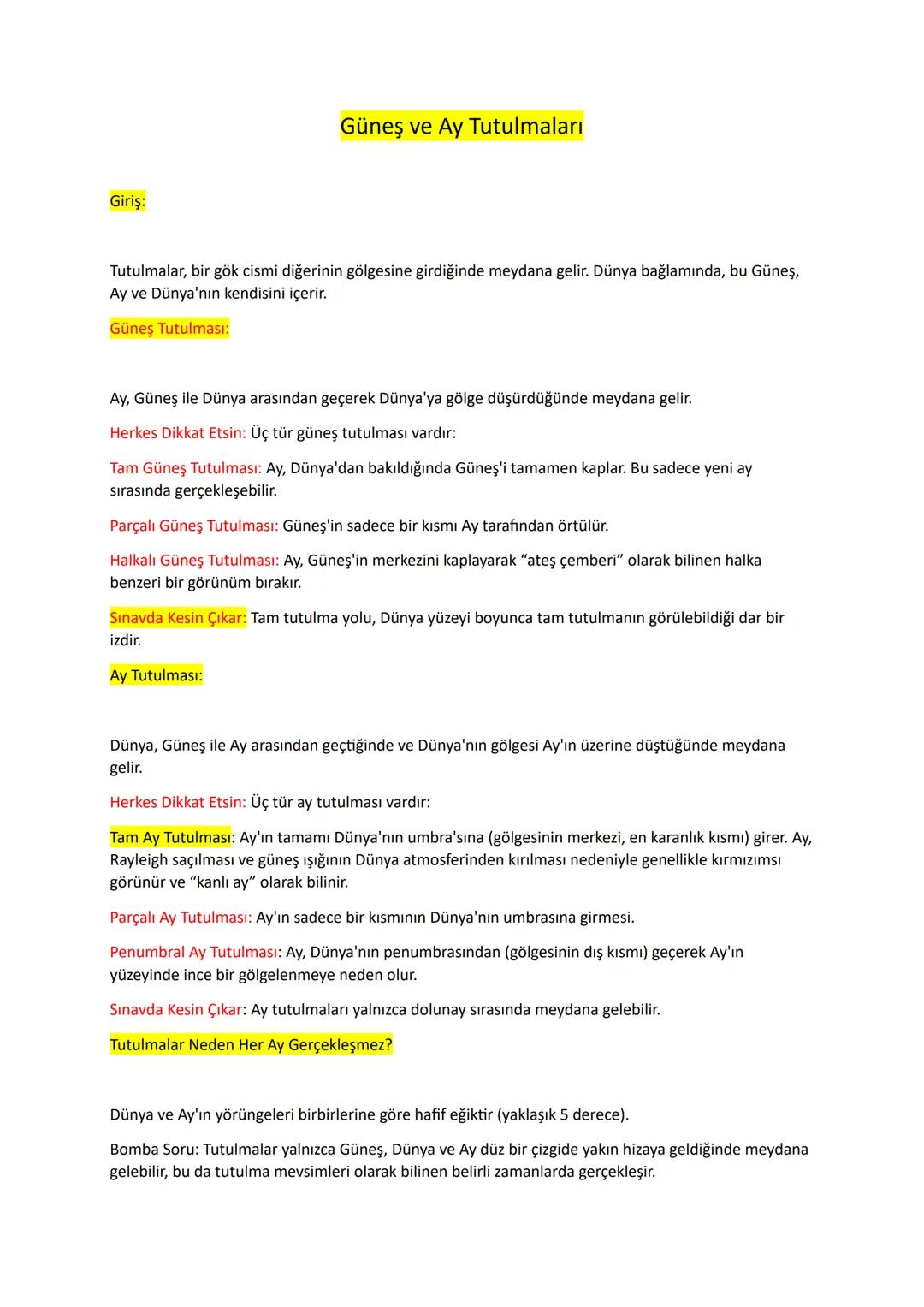 # Güneş ve Ay Tutulmaları

Giriş:

Tutulmalar, bir gök cismi diğerinin gölgesine girdiğinde meydana gelir. Dünya bağlamında, bu Güneş,
Ay ve