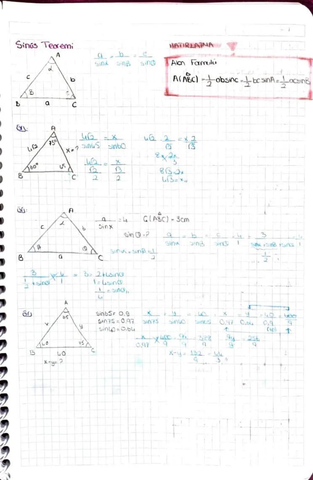 Kosinus
Teoremi
B
6
50:
A
2
ત
30
ورة
C
463
о
a² = b²+c² -2bc.casA
b²=c² +0²-2ac.cosB
c²=a+b²-20b.cosC
b² = 2² + 145312 -2.2.A√3.cos30
62-44 