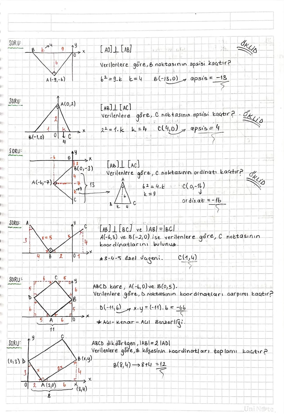 ANALITIK GEOMETRÍ:
Dik Koordinat Sistemi:
Başlangıç noktasında (sıfır) dik kesişen iki reel
say
doğrusunun aluşturduğu siste
me "dik koordin