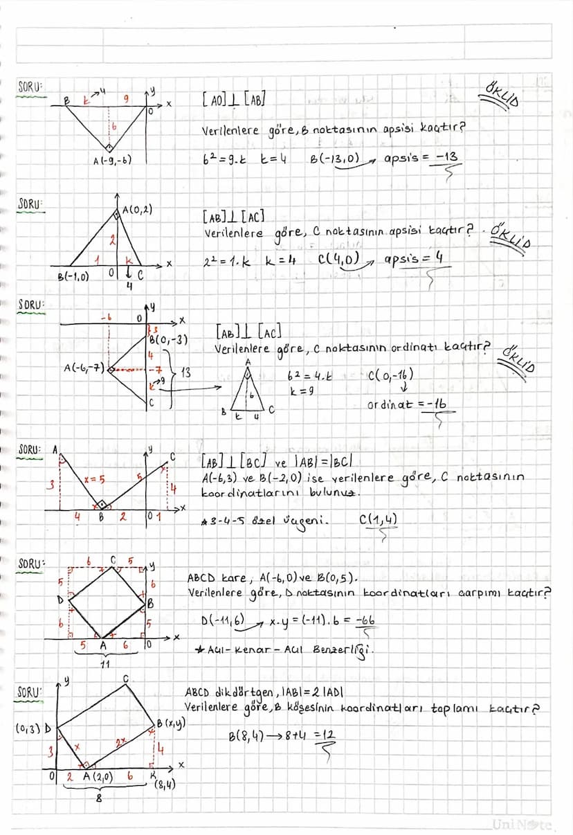ANALITIK GEOMETRÍ:
Dik Koordinat Sistemi:
Başlangıç noktasında (sıfır) dik kesişen iki reel
say
doğrusunun aluşturduğu siste
me "dik koordin