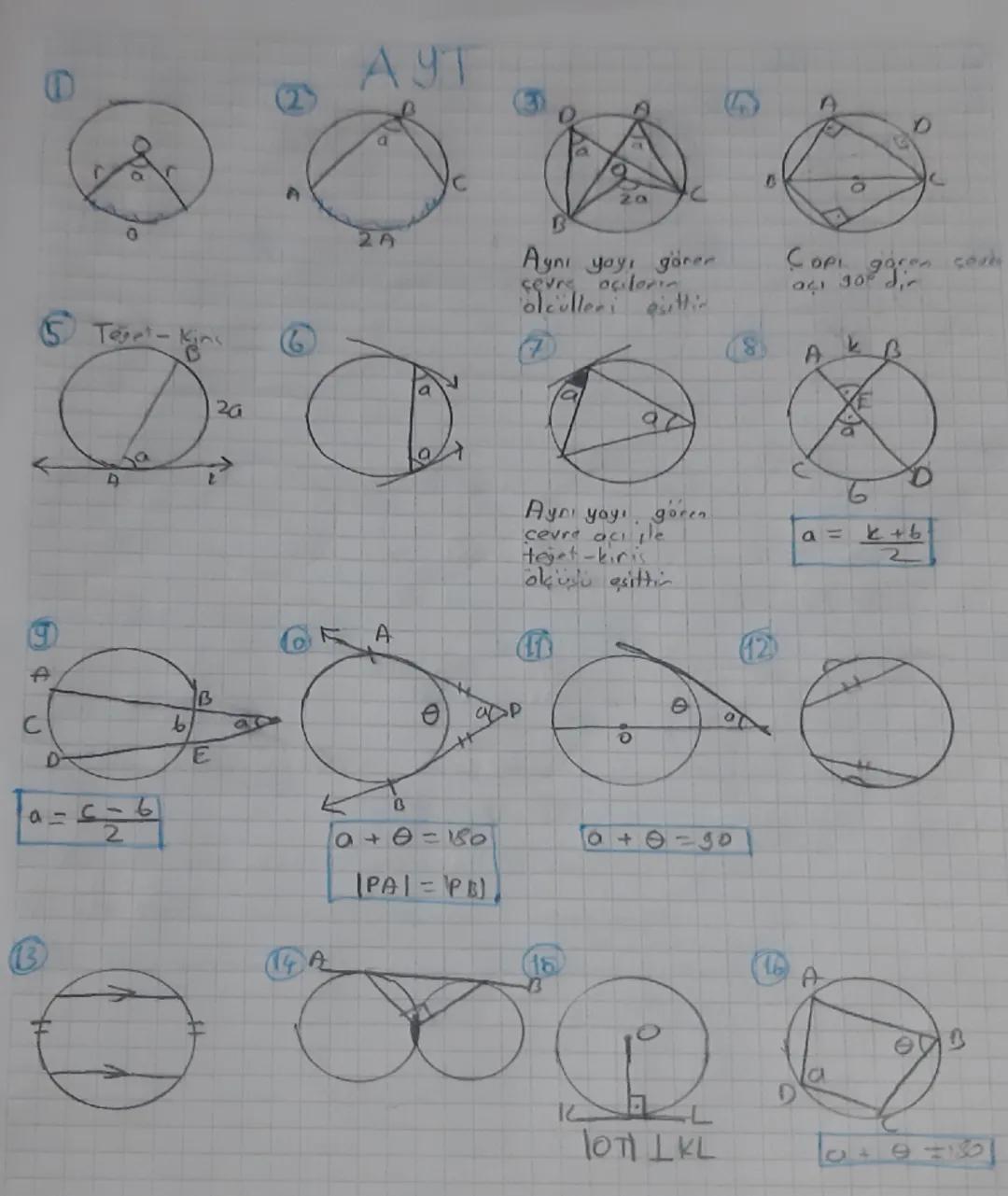 e
f
AYT
0
2A
Tere-Kin
20
a
B
C
b
E
a = 6=6
2
ac
D
D
C
20
C
Aynı yayı görer
çevre ocloric
COP
goren
çeve
aci
30 dir
olculleri
esittin
8
A
B
E