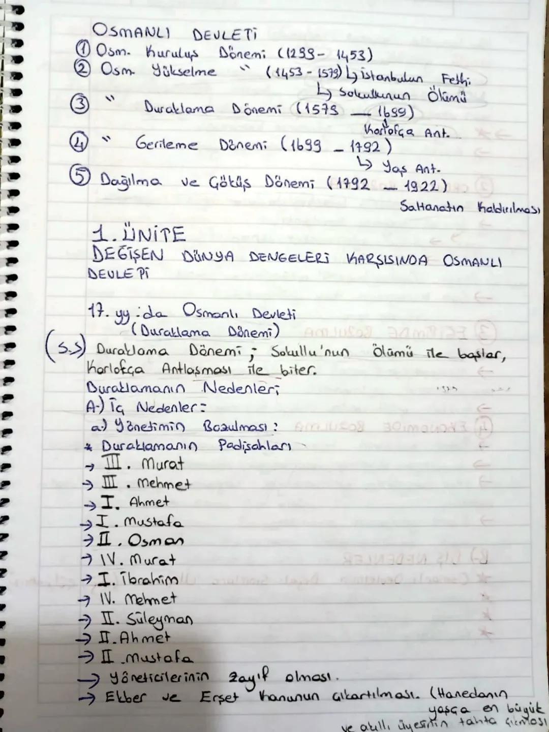 OSMANLI DEVLETI
①Osm. Kurulus Dönemi (1299- 1453)
(1453-1573) ↳ istanbulun Fethi
↳ Sokulunun Ölümü
2 Osm. Yükselme
い
Duraklama Dönemi (1575
