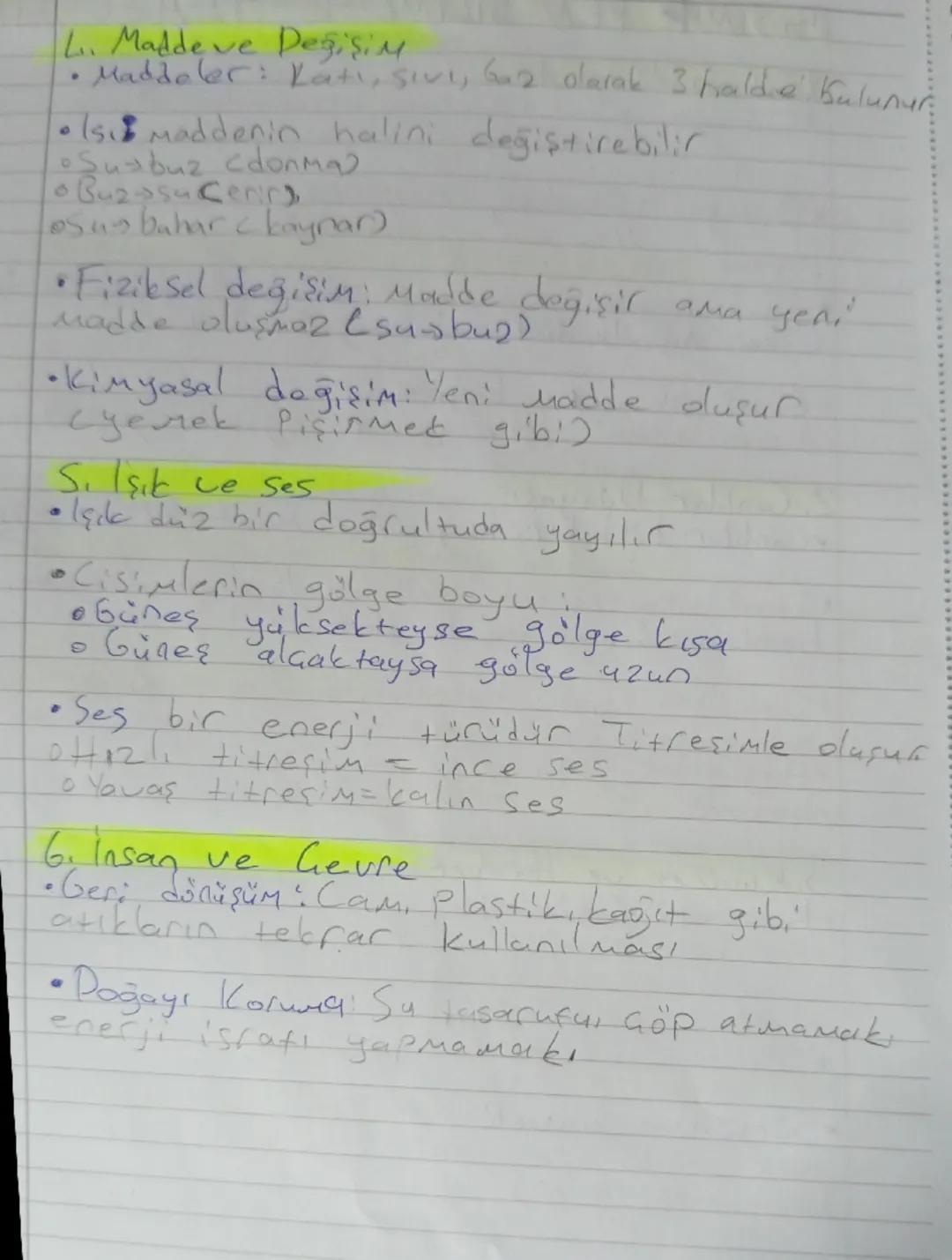 5. SWIF FEN BİLİMLER: TEMEL NOTLAR
1. Güneş, Dünya, Ay
•Dünya kendi ekseni etrafında döner.
Gece ve gündüz oluşur.
•Dünya, Güneş’in etrafınd