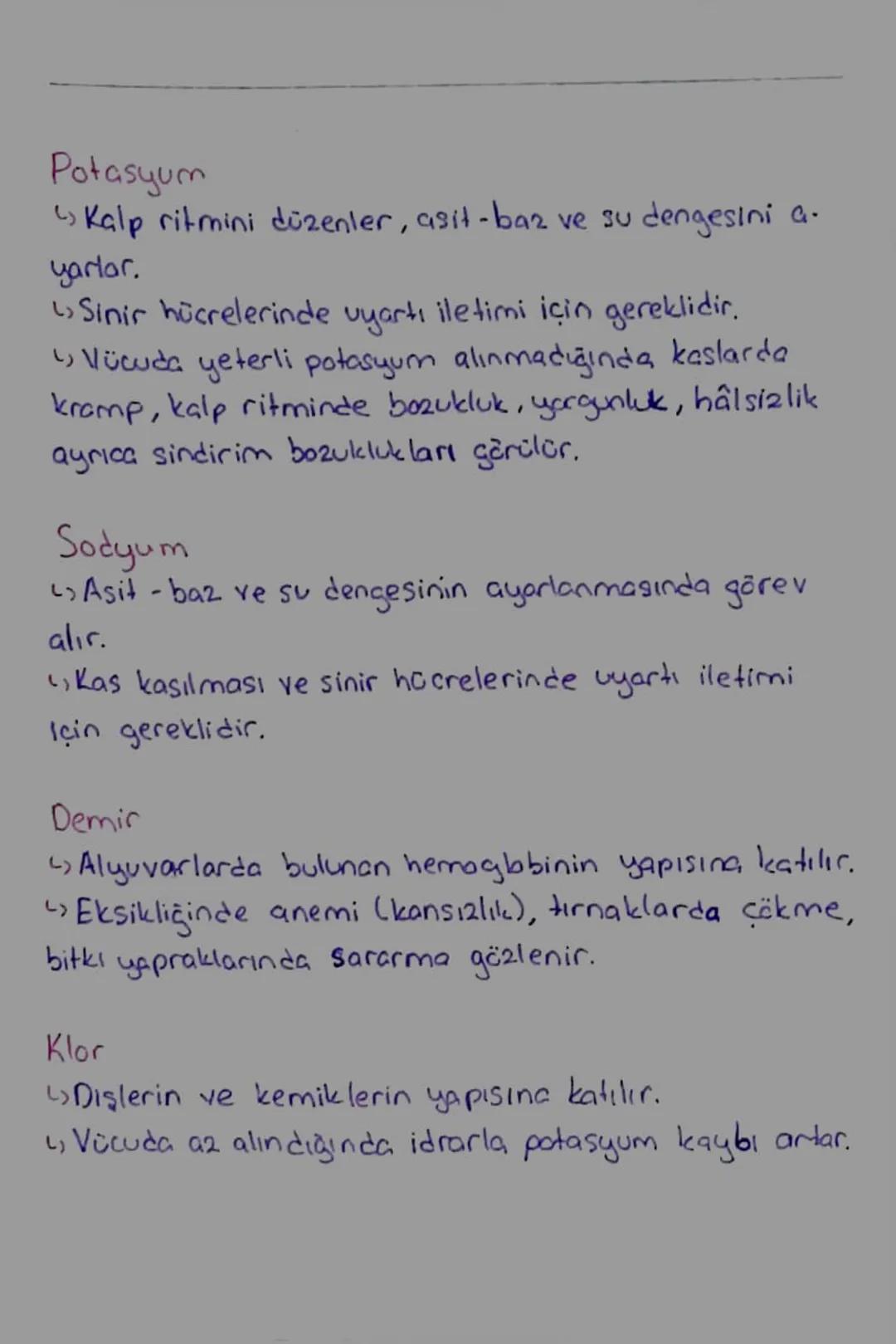 Minerallerin Canlılar İçin
Önemi
*Bazı vitamin ve hormonların yapısına katılırlar.
* Vücut sıvılarının osmatik basıncını dengelerler.
* Kas 