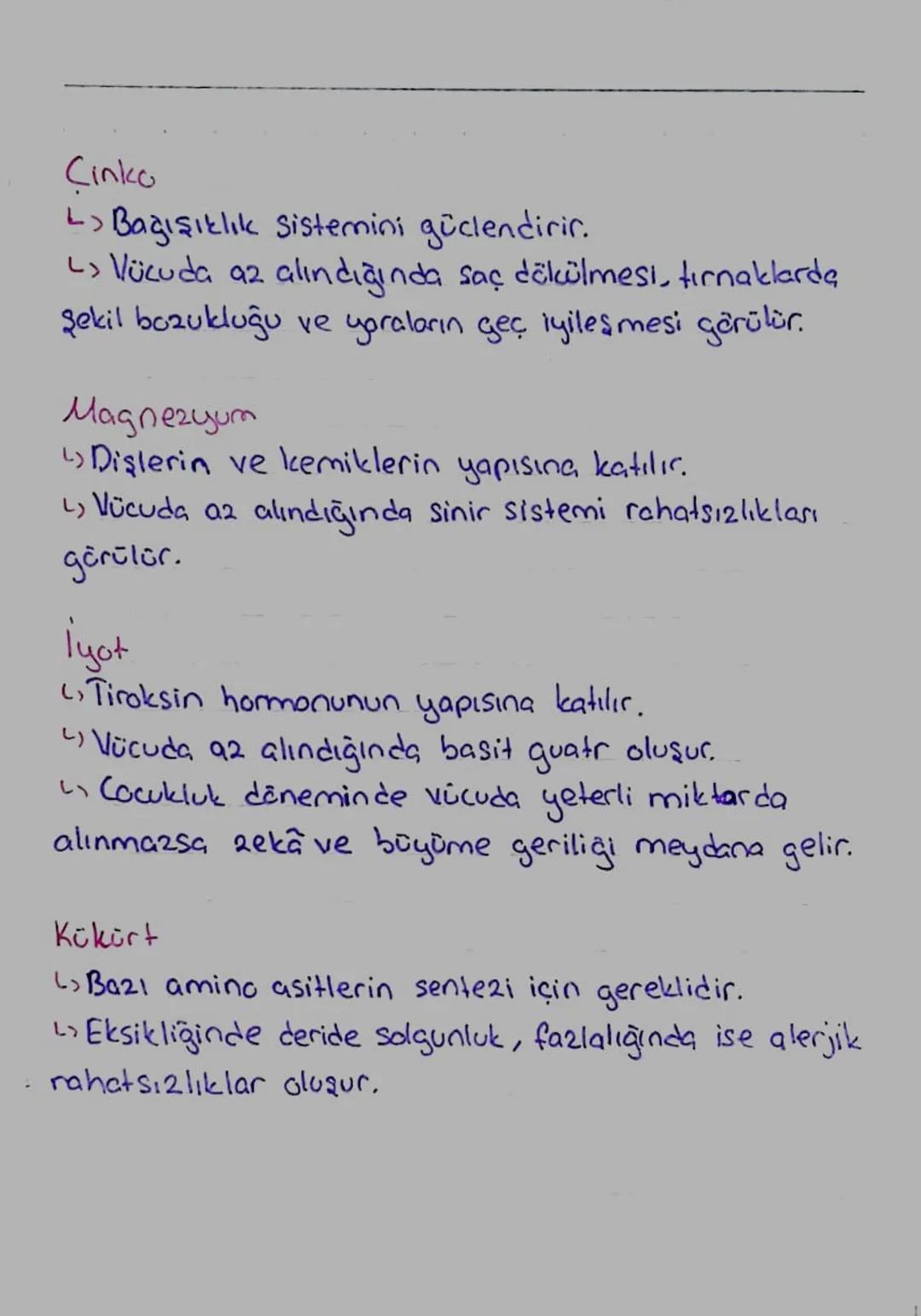 Minerallerin Canlılar İçin
Önemi
*Bazı vitamin ve hormonların yapısına katılırlar.
* Vücut sıvılarının osmatik basıncını dengelerler.
* Kas 