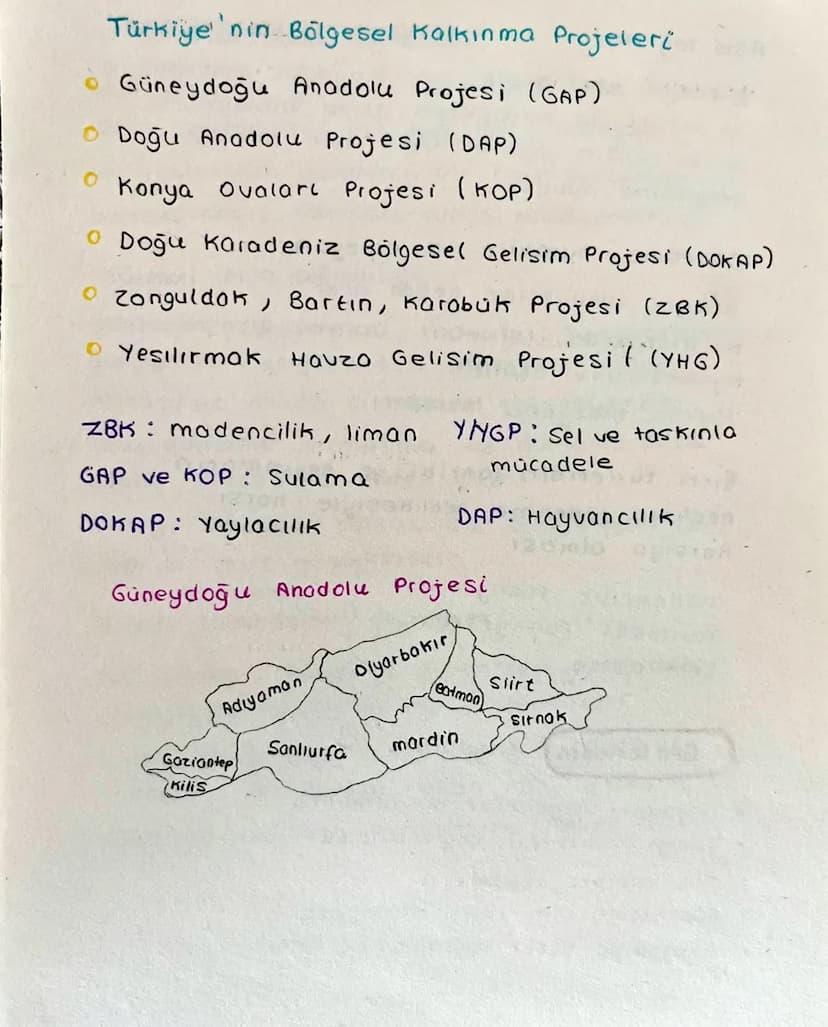 Türkiye nin Bölgesel Kalkınma Projeleri
Güneydoğu Anadolu Projesi (GAP).
• Doğu Anadolu Projesi (DAP)
Konya Ovaları Projesi (KOP)
o Doğu Kar