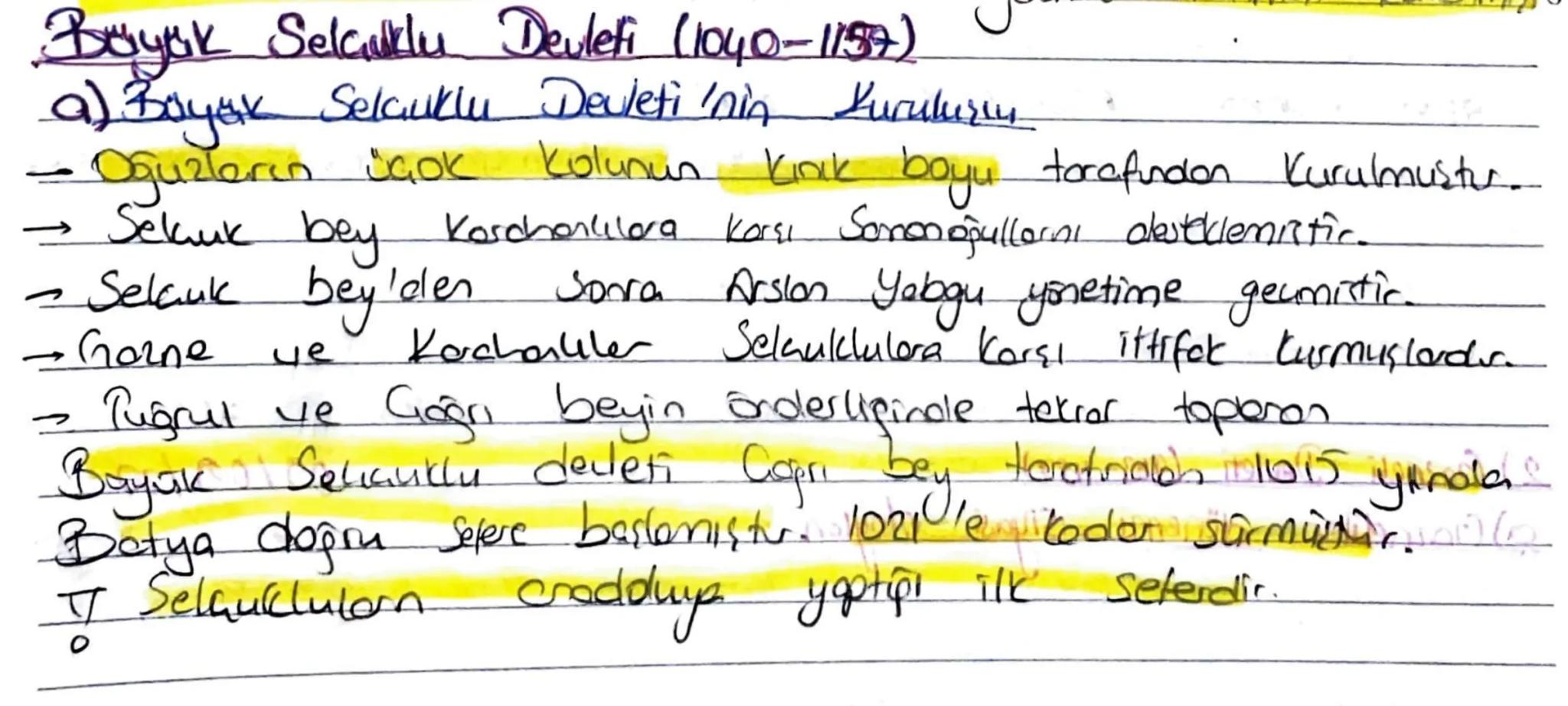 Böyük Selçuklu Devleti (1040-1157).
a) Boysk Selcuklu Devleti'nin Kurulurens
Oğuzların üçok kolunun kırık boyu torafundon Kurulmustur.
→ Sek