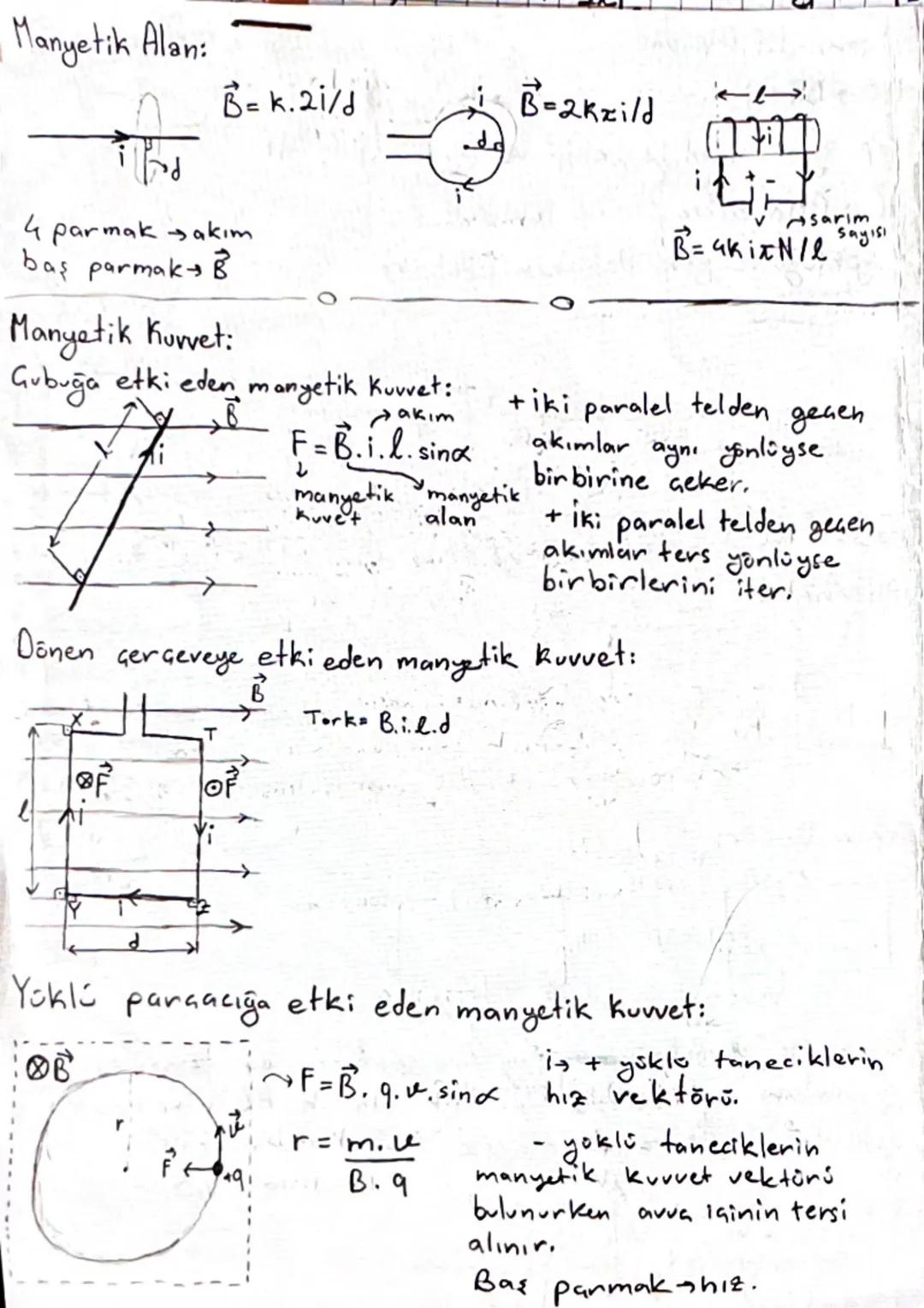 Manyetik Alan:
B=k.2i/d
B = 2kzild
4 parmak sakım
baş parmak B
Manyetik Kuvvet:
11
B=aKiN/l
Sayısı
Gubuga etki eden manyetik kuvvet:
B
Jakım