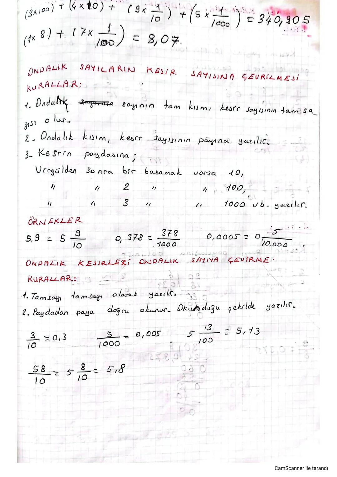 # ONDA LIK SAYILAR

Paydası 10, 100, 1000, 10.000 gibi olan kesir sayıla
rina ondalık kesir denic.

$
\frac{3}{10}
$ $\rightarrow$ ondalık k