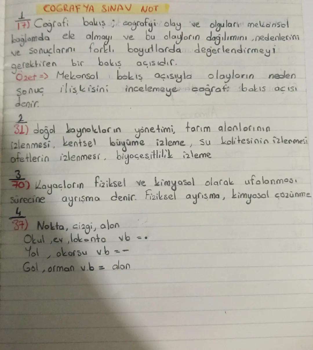 Cografya 10.sinif sinava yonelik not