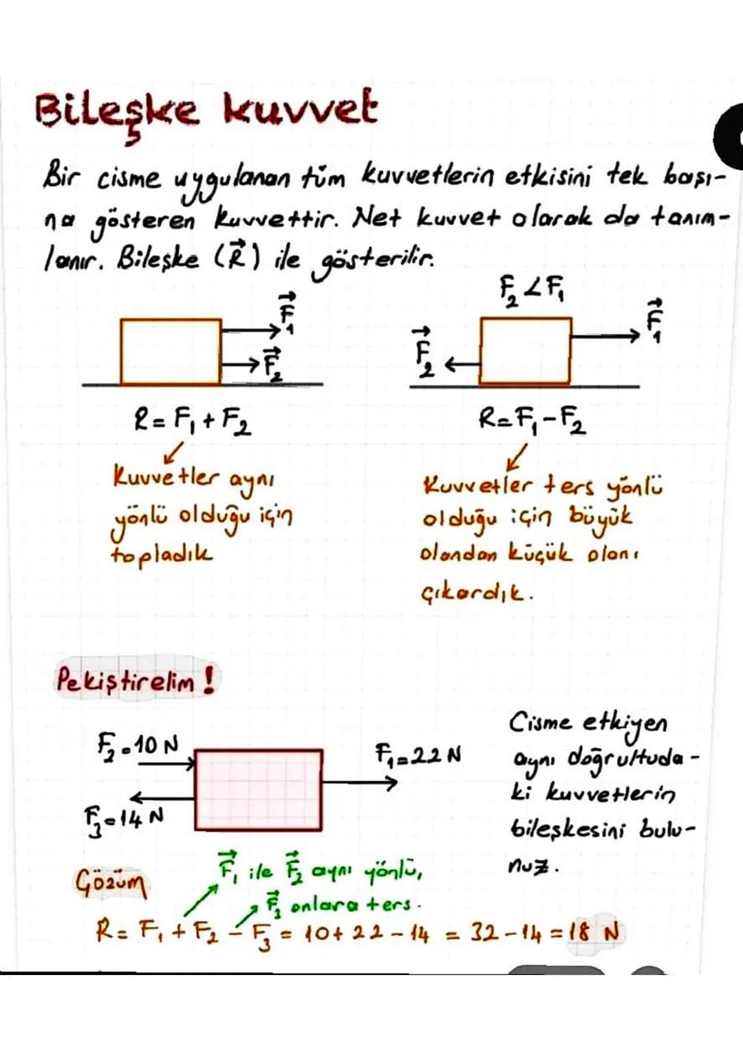 Dengelenmiş ve dengelenmemis
kuvvetler
Bir cisme etki eden kuvvetlerin bileşkesi sıfır
(Fnet = 0) ise cisim dengelenmiş kuvvetlerin etki-
si