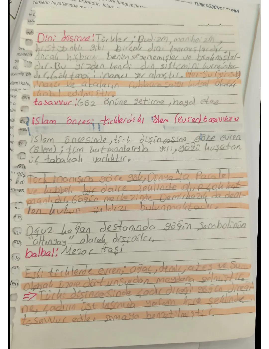 10. Sınıf Türk Düşünce Tarihi 1. Ünite Özeti