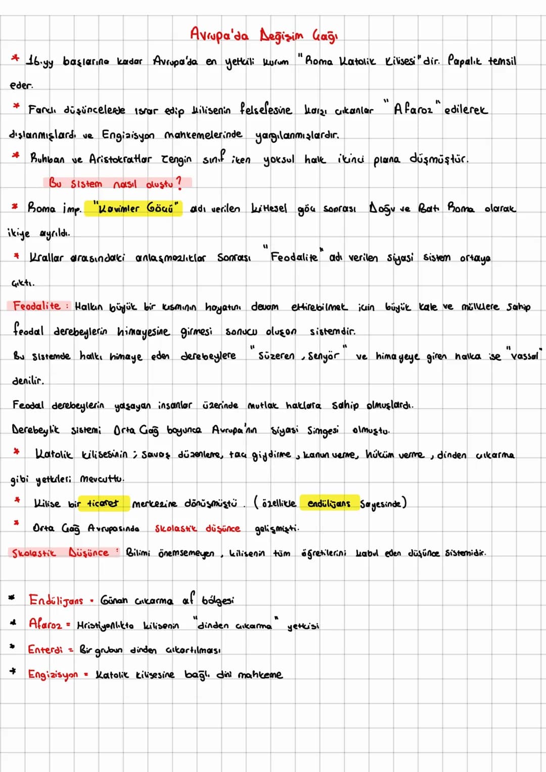 Avrupa'da Değişim kağı
"
* 16. yy başlarına kadar Avrupa'da en yetkili kurum 'Roma Katolik Kilisesi "dir. Papalık temsil
eder.
"
Farklı düşü