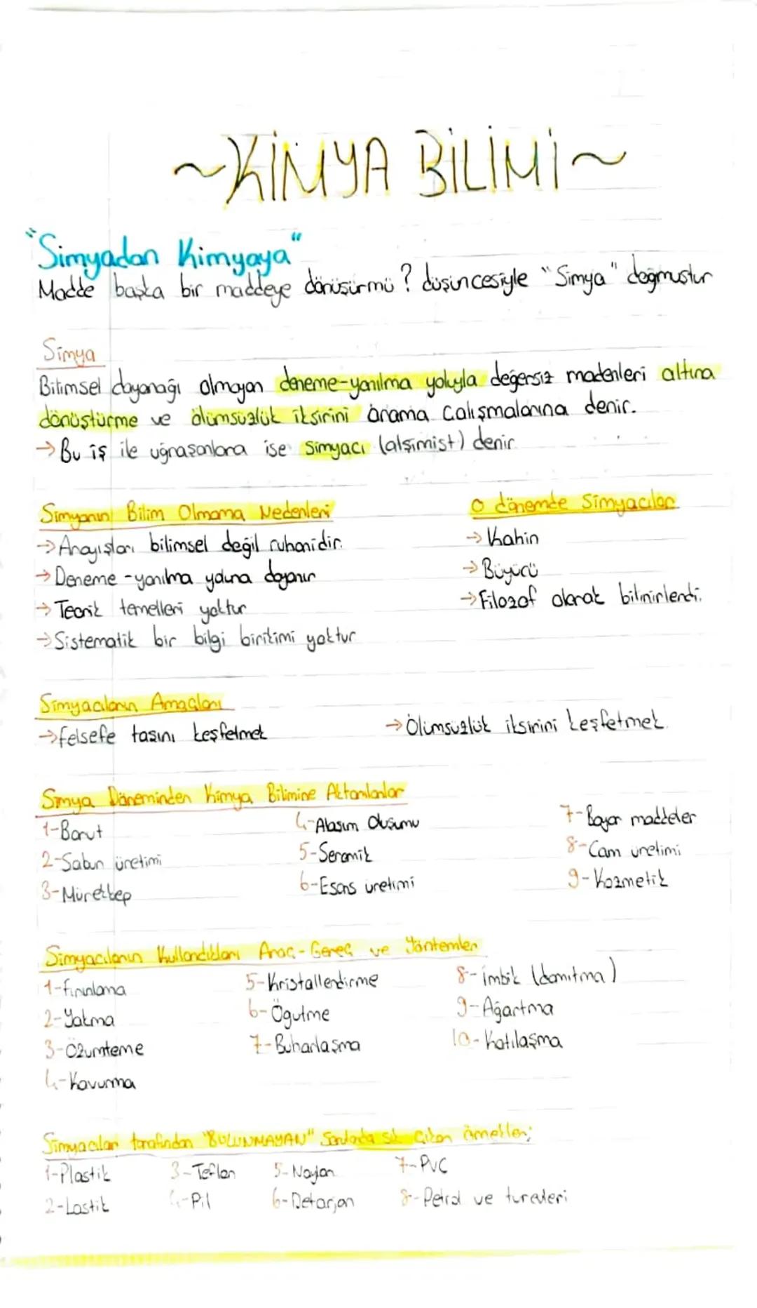 Kimya bilimine giriş