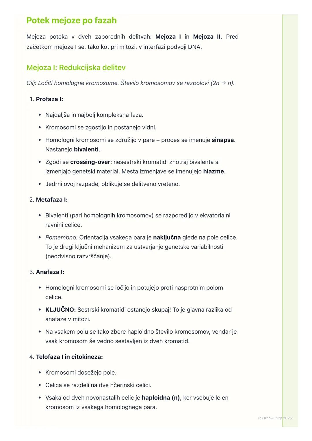 # Mejoza in nastanek spolnih
celic

Uvod v mejozo

Mejoza je poseben tip celične delitve, ki je ključen za spolno razmnoževanje.
Pri tem pro